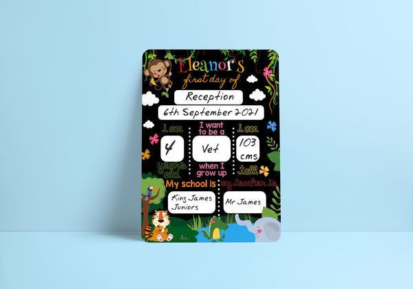 Reusable first day of school dry erase board - Jungle theme Prints Chibi Chi Designs 