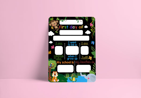 Reusable first day of school dry erase board - Jungle theme Prints Chibi Chi Designs 