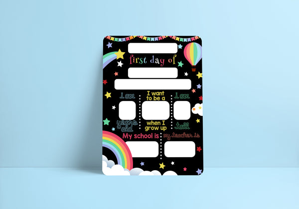Reusable first day of school dry erase board - Pastel rainbow theme Prints Chibi Chi Designs 