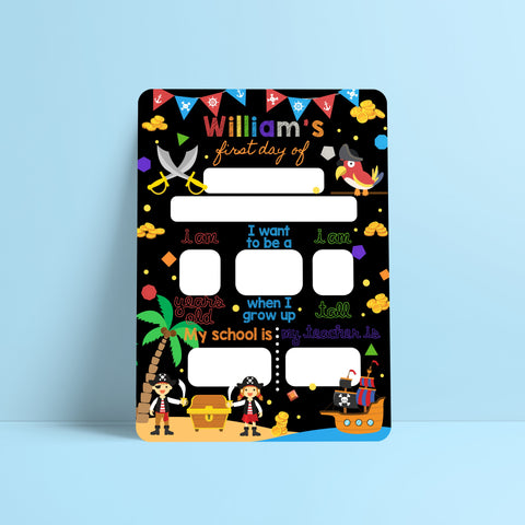 Reusable first day of school dry erase board - Pirates treasure island theme Prints Chibi Chi Designs 