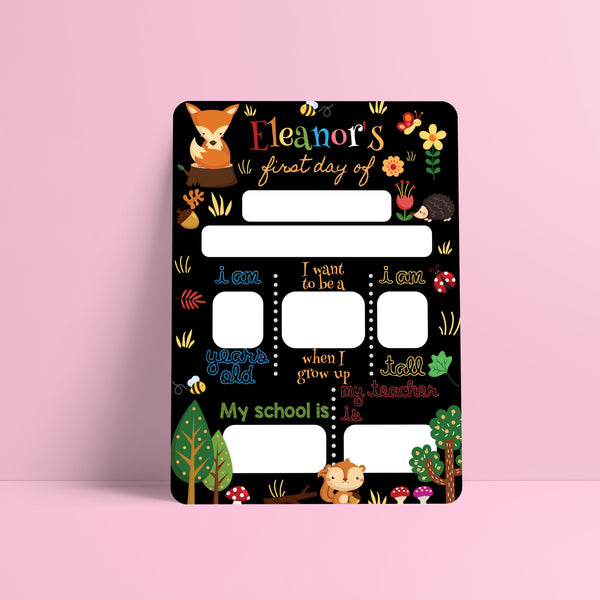 Reusable first day of school dry erase board - Woodland Prints Chibi Chi Designs 