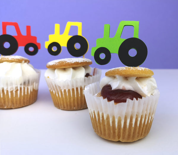 Tractor Cake Topper, perfect for a Farm Birthday Party - Set of 6 in your colour choice Cake Toppers Chibi Chi Designs 